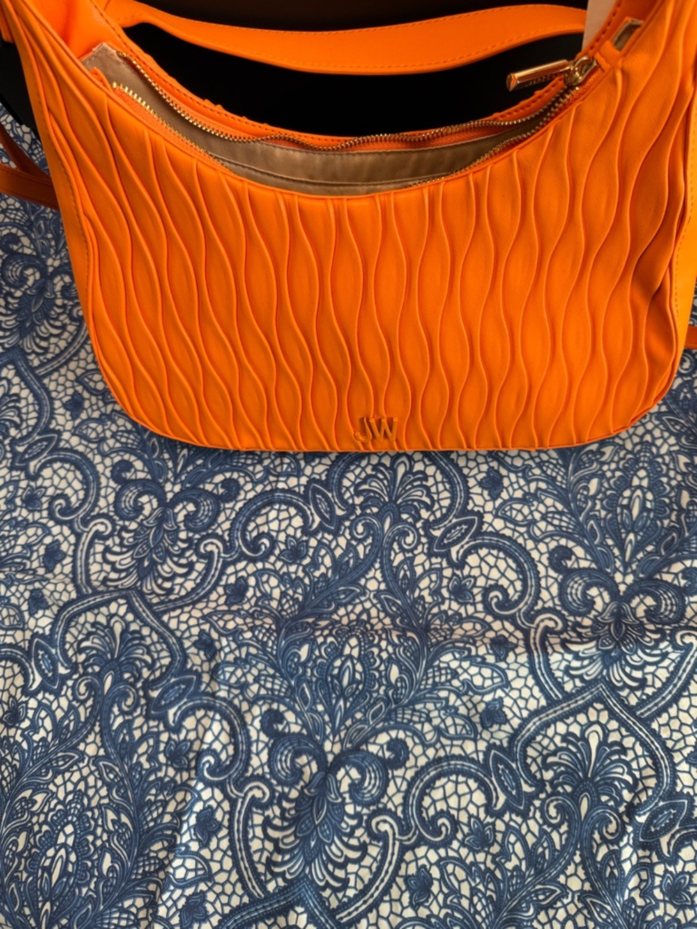 Jason Wu Orange Wave-Quilt Shoulder Bag with Gold Hardware